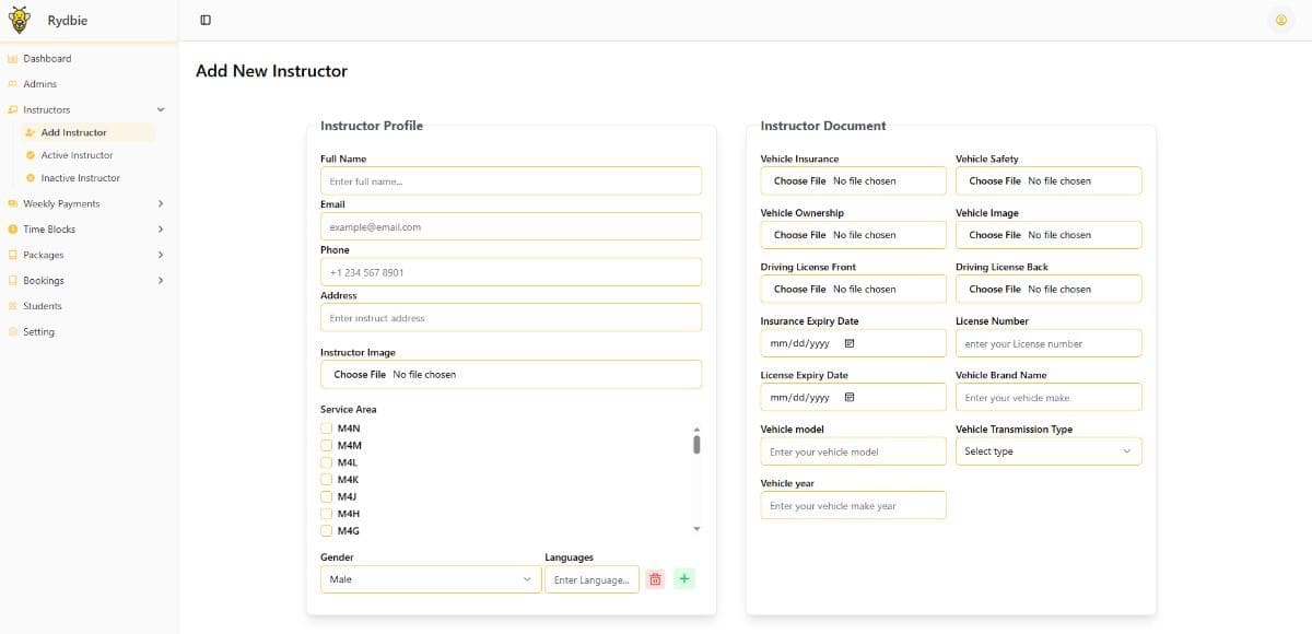 Rydbie Admin Dashboard